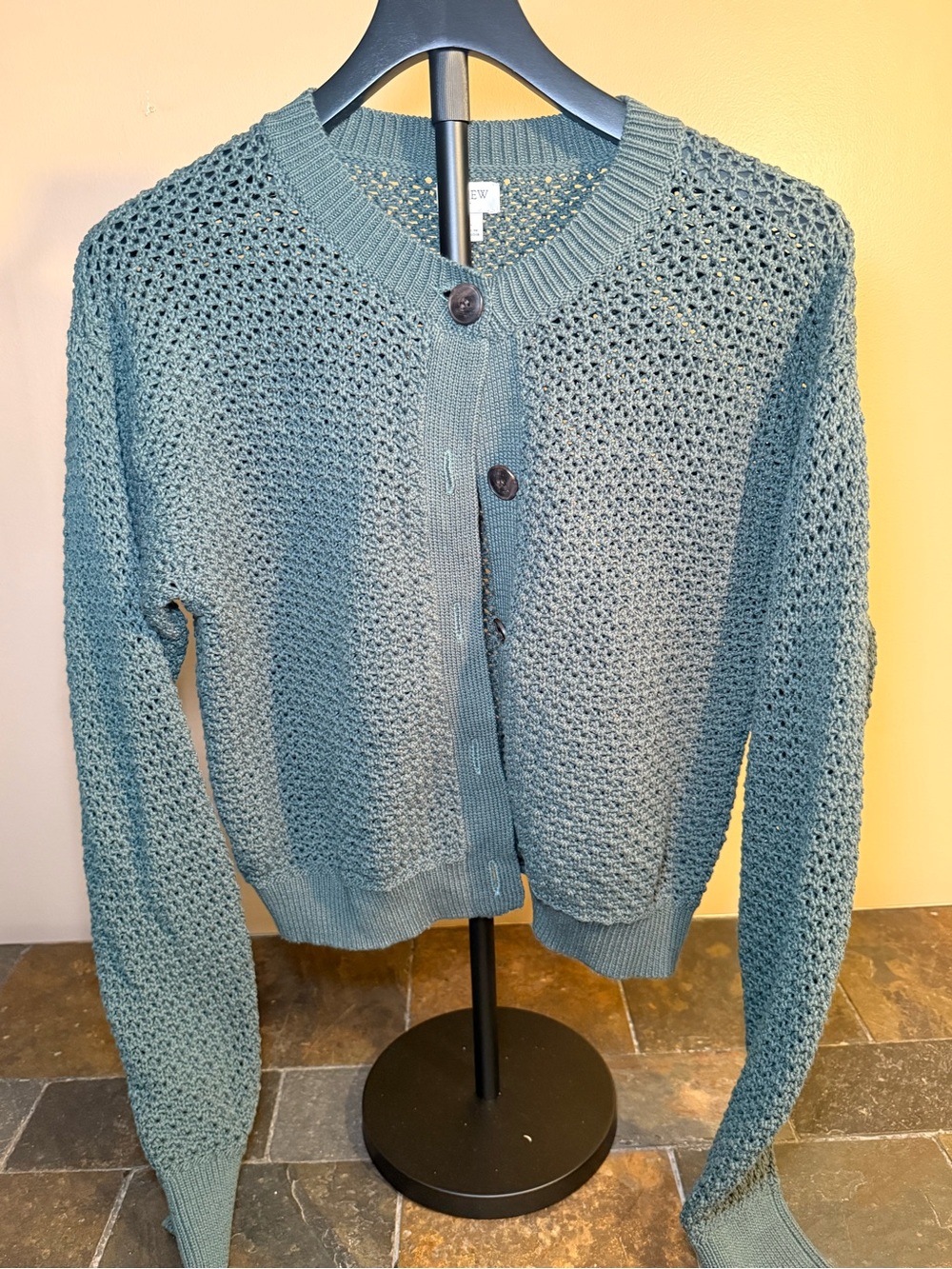J. Crew Openwork Knit Cardigan in Sage